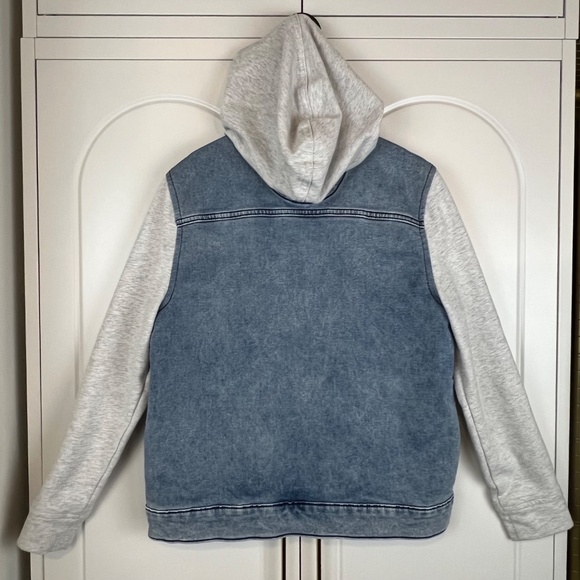 Art Class Boy's Knit Blue and Gray Knit Hoodie Jacket - Picture 3 of 6